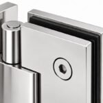 Polished Silver Square Back-Plate Shower Door Hinge — Finish Concept
