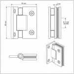 Polished Silver Square Back-Plate Shower Door Hinge — Finish Concept