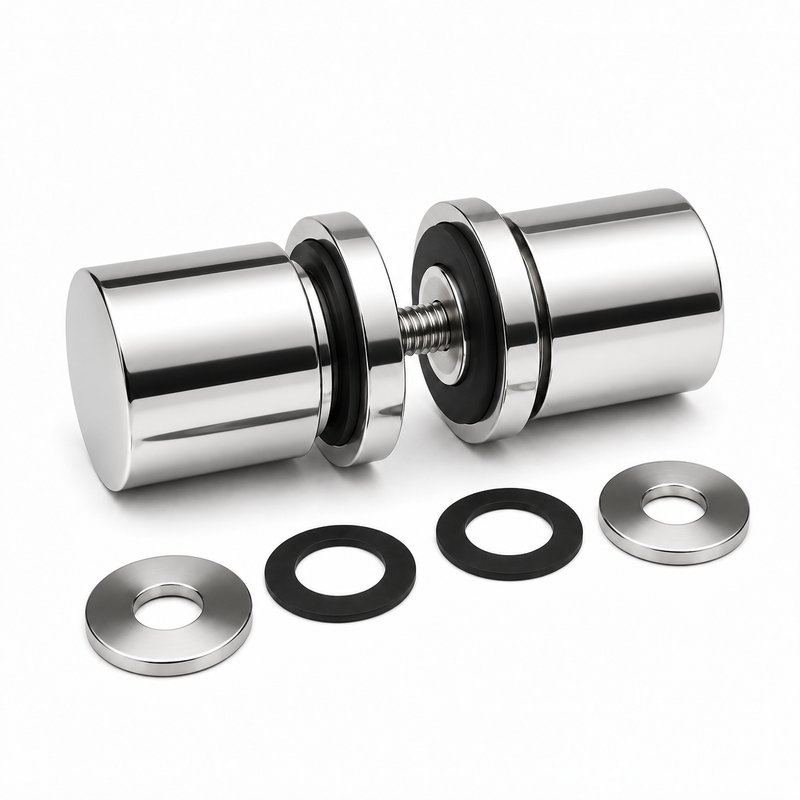 Polished Silver Round Shower Door Knob — Finish Concept