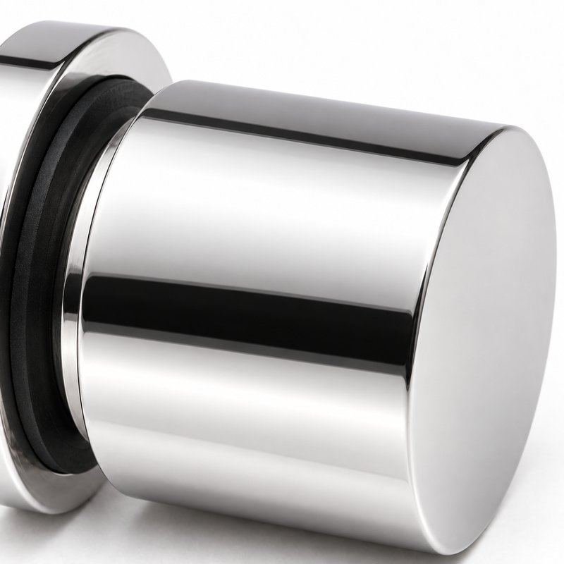 Polished Silver Round Shower Door Knob — Finish Concept