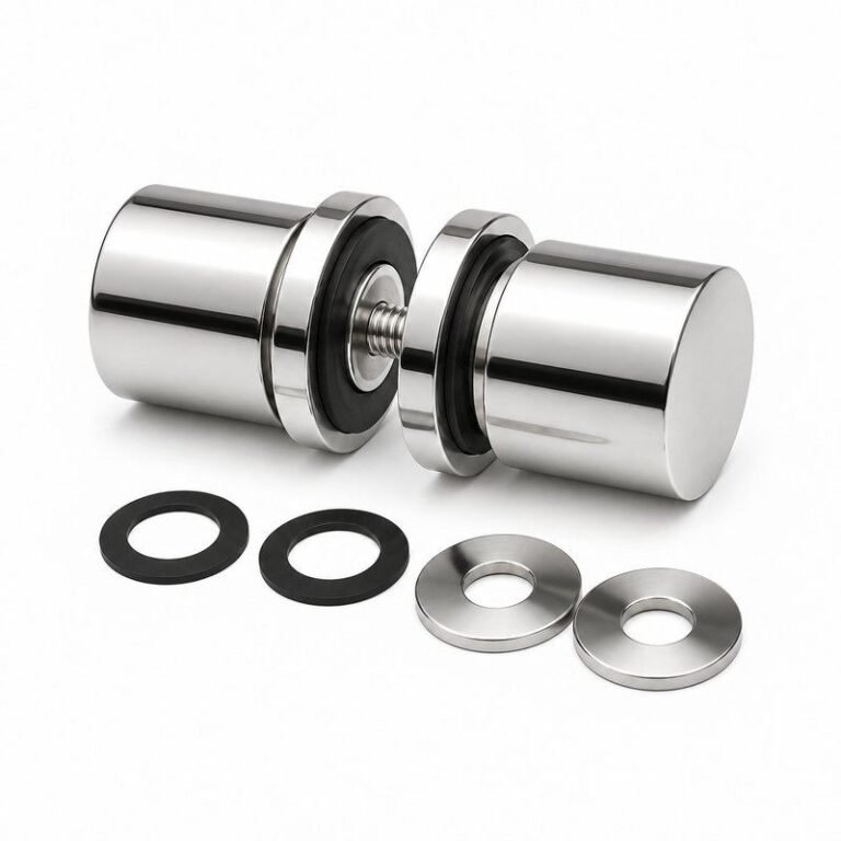 Polished Silver Round Shower Door Knob — Finish Concept