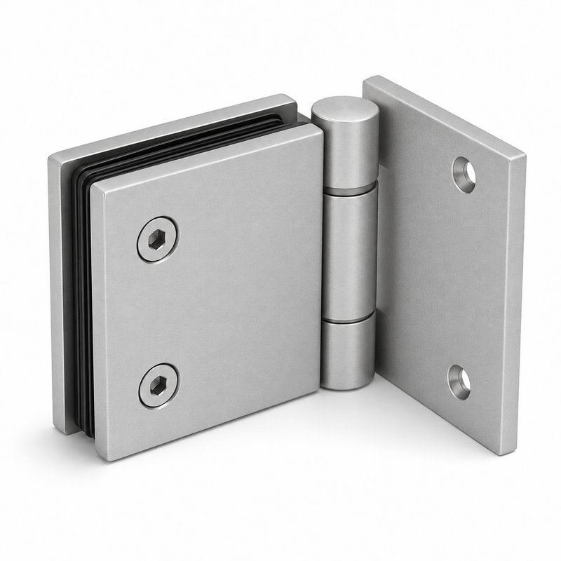 Matte Silver Side-Mounted Shower Door Pivot Hinge — Finish Concept
