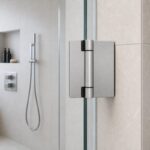 Matte Silver Side-Mounted Shower Door Pivot Hinge — Finish Concept