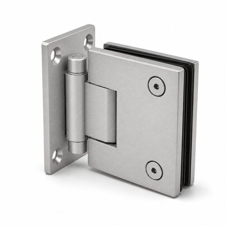 Matte Silver Side-Mounted Shower Door Pivot Hinge — Finish Concept