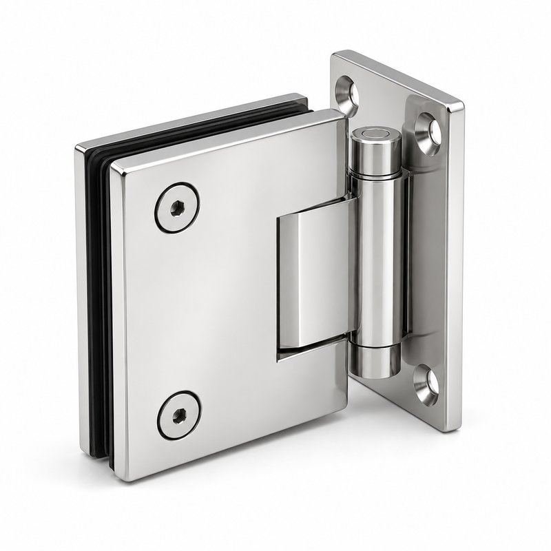Polished Silver Side-Mounted Shower Door Pivot Hinge — Finish Concept
