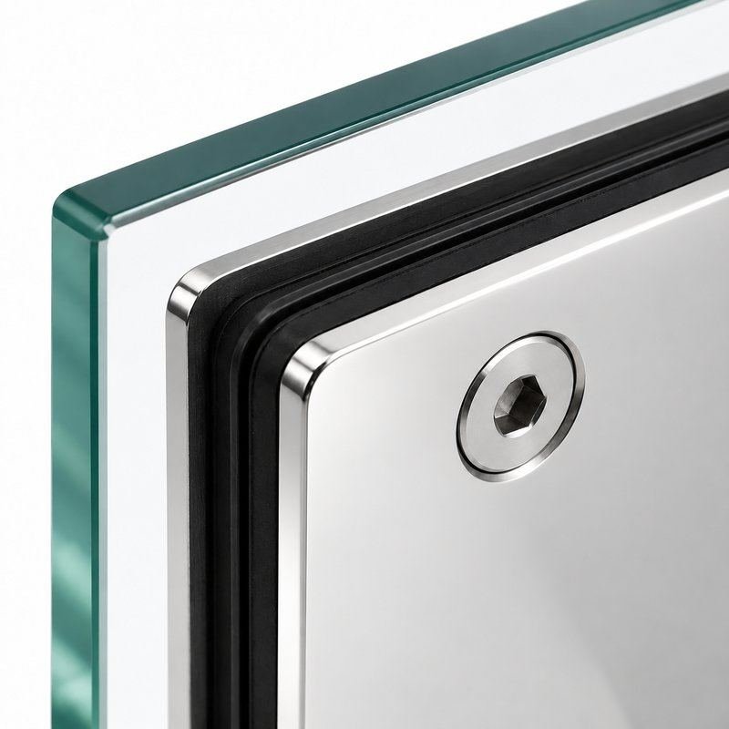Polished Silver Side-Mounted Shower Door Pivot Hinge — Finish Concept
