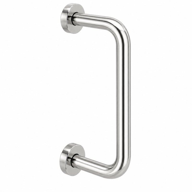 Polished Silver D-Shape Shower Door Pull Handle — Finish Concept