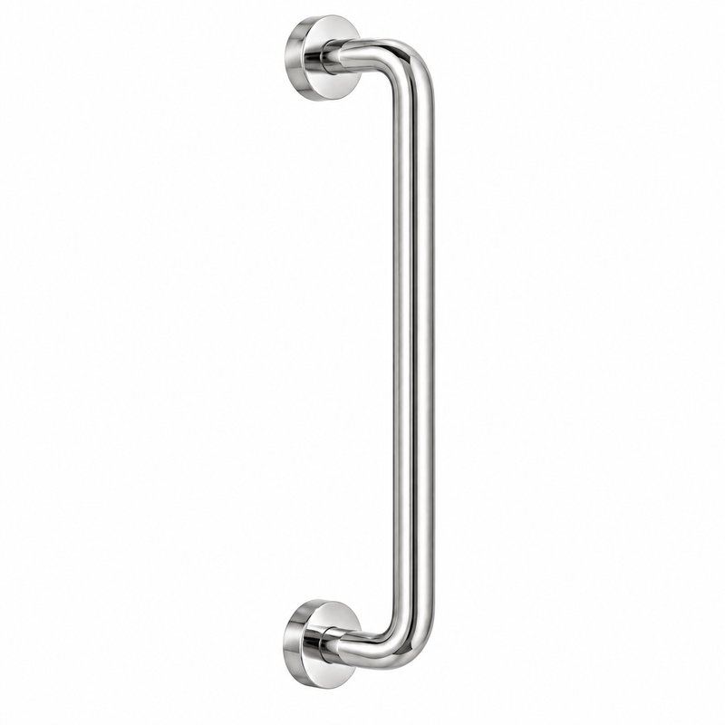 Polished Silver D-Shape Shower Door Pull Handle — Finish Concept