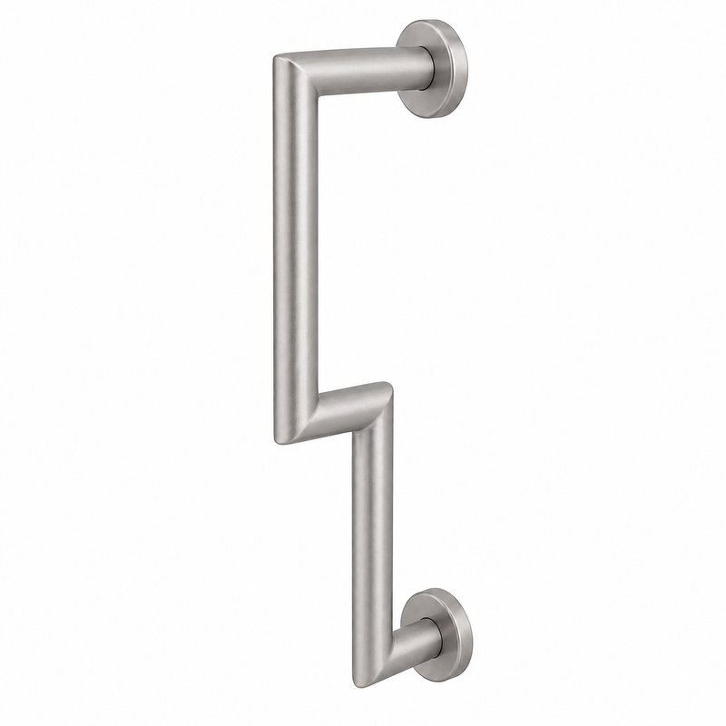 Matte Silver Offset Shower Door Pull Handle — Finish Concept