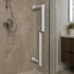 Matte Silver Offset Shower Door Pull Handle — Finish Concept