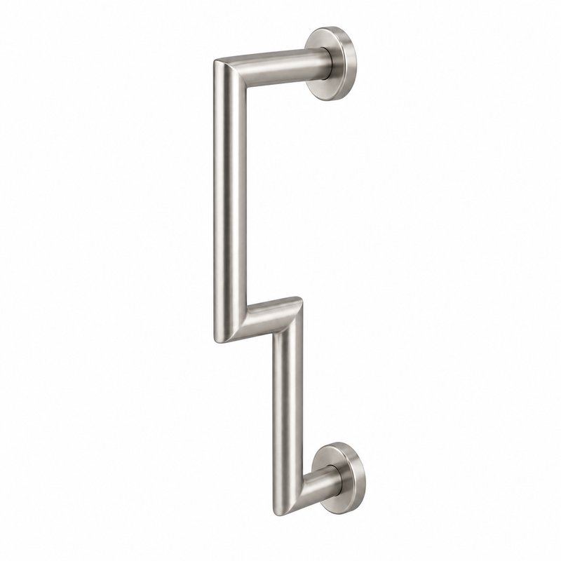 Matte Silver Offset Shower Door Pull Handle — Finish Concept