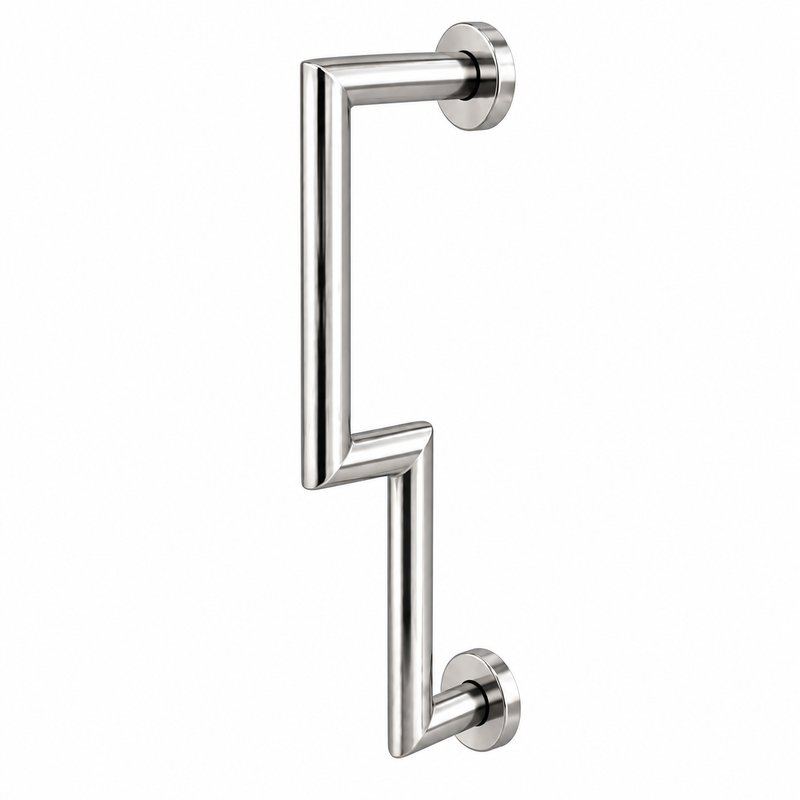 Polished Silver Offset Shower Door Pull Handle — Finish Concept
