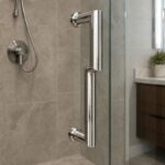 Polished Silver Offset Shower Door Pull Handle — Finish Concept