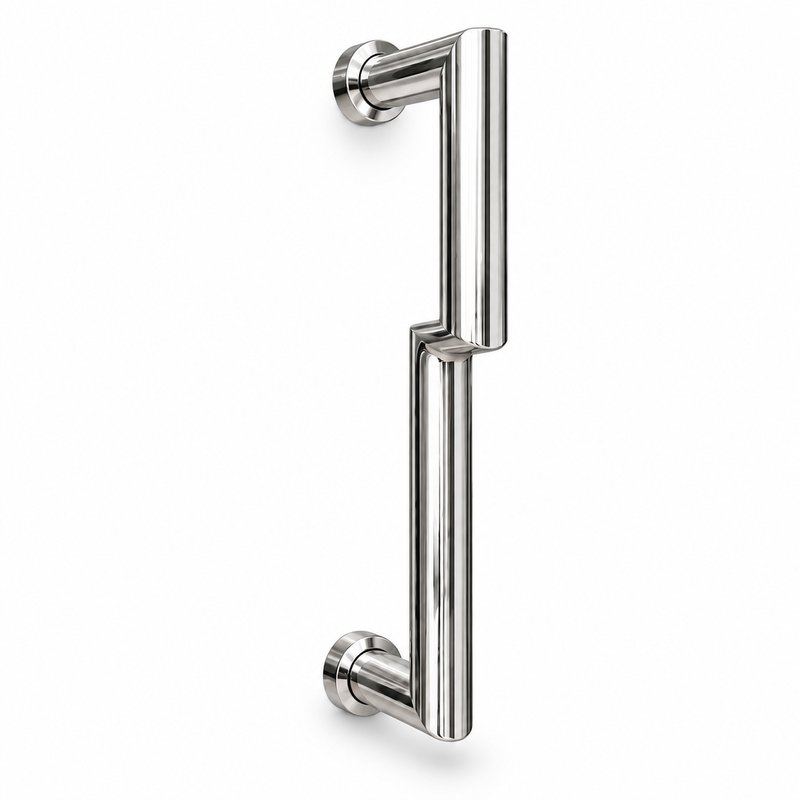 Polished Silver Offset Shower Door Pull Handle — Finish Concept
