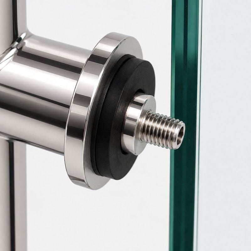 Polished Silver Offset Shower Door Pull Handle — Finish Concept