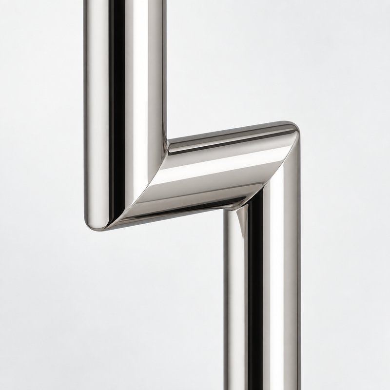 Polished Silver Offset Shower Door Pull Handle — Finish Concept