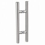 Polished Silver Round-Tube Shower Door Pull Handle — Finish Concept