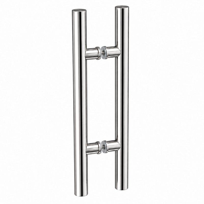 Polished Silver Round-Tube Shower Door Pull Handle — Finish Concept