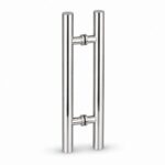 Polished Silver Round-Tube Shower Door Pull Handle — Finish Concept