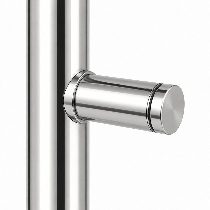 Polished Silver Round-Tube Shower Door Pull Handle — Finish Concept