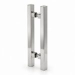 Polished Silver Square-Tube Shower Door Pull Handle — Finish Concept