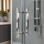 Polished Silver Square-Tube Shower Door Pull Handle — Finish Concept