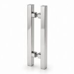 Polished Silver Square-Tube Shower Door Pull Handle — Finish Concept