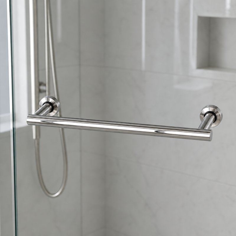 Polished Silver Shower Door Towel-Bar Handle — Finish Concept
