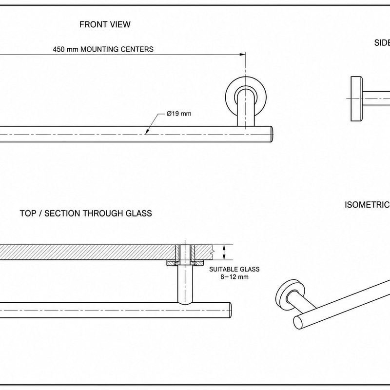 Polished Silver Shower Door Towel-Bar Handle — Finish Concept