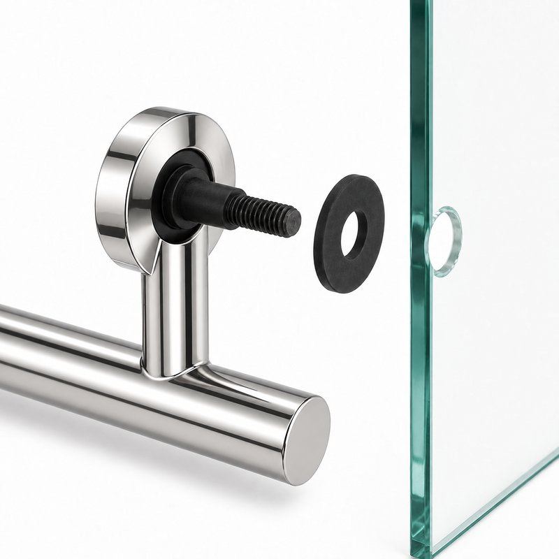 Polished Silver Shower Door Towel-Bar Handle — Finish Concept