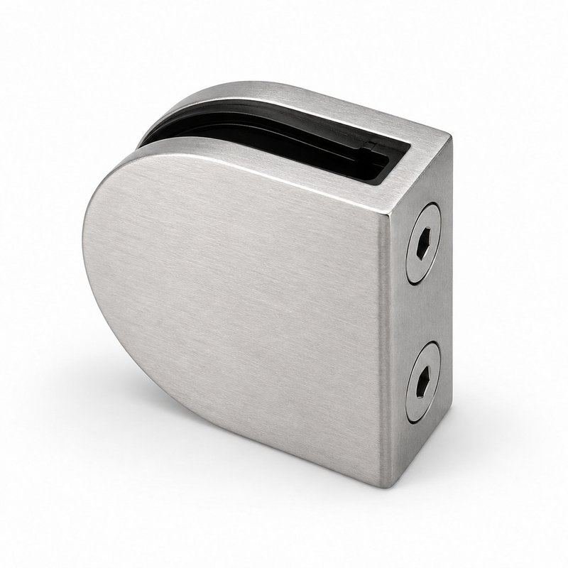 Matte Silver D-Shape Shower Glass Clamp — Finish Concept