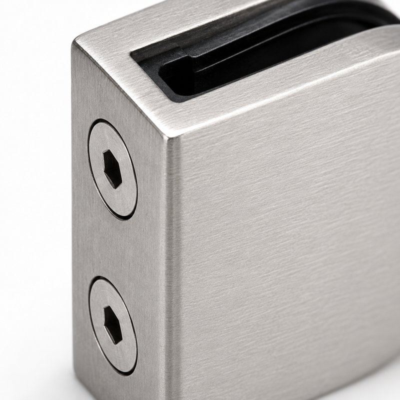 Matte Silver D-Shape Shower Glass Clamp — Finish Concept