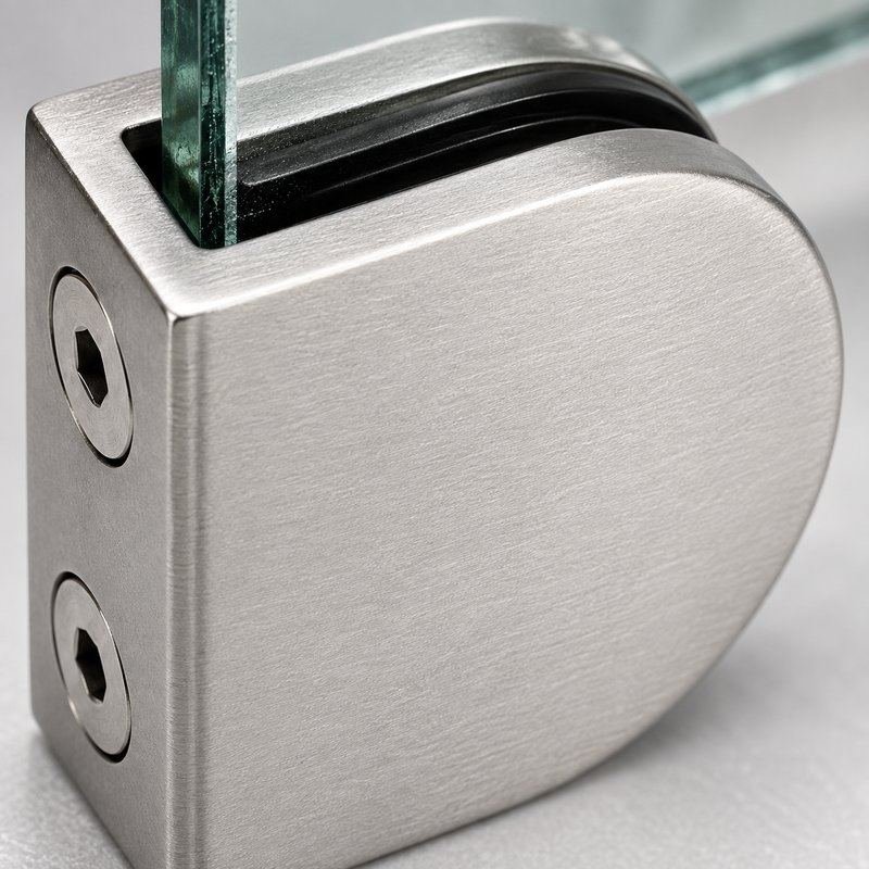 Matte Silver D-Shape Shower Glass Clamp — Finish Concept
