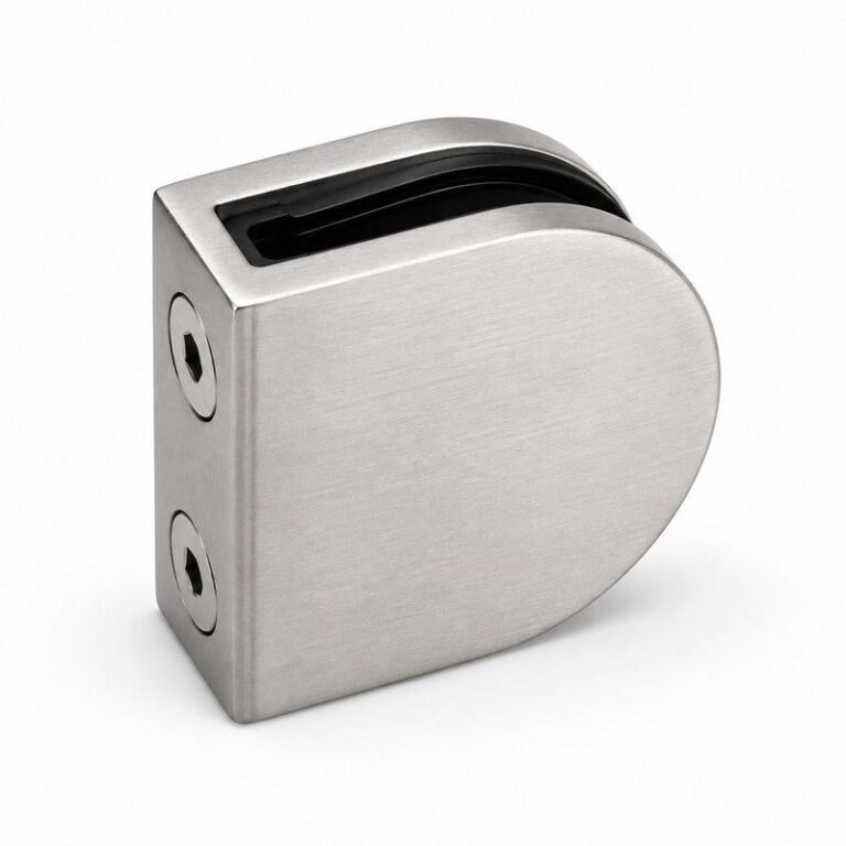 Matte Silver D-Shape Shower Glass Clamp — Finish Concept