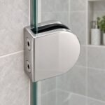 Polished Silver D-Shape Shower Glass Clamp — Finish Concept
