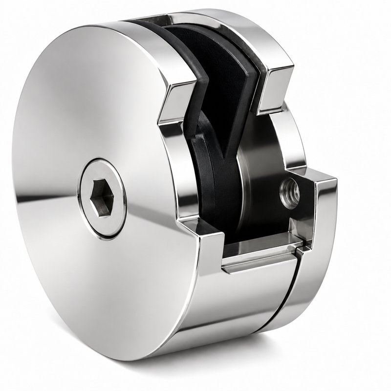 Polished Silver Round Shower Glass Clamp — Finish Concept