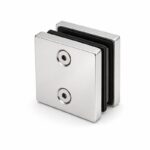 Polished Silver Square Glass-to-Glass Shower Clamp — Finish Concept