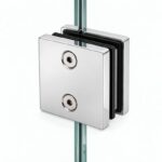Polished Silver Square Glass-to-Glass Shower Clamp — Finish Concept