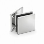 Polished Silver Square Wall-to-Glass Shower Clamp — Finish Concept