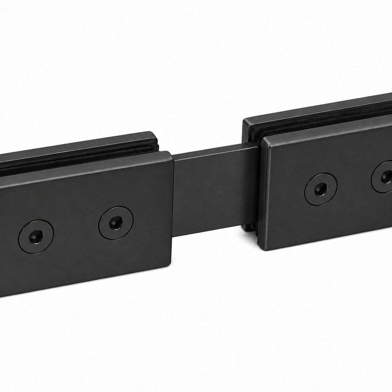 Matte Black 180 Degree Shower Glass Connector — Finish Concept