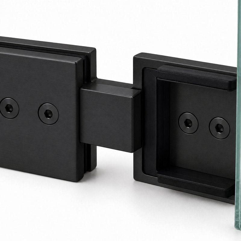 Matte Black 180 Degree Shower Glass Connector — Finish Concept