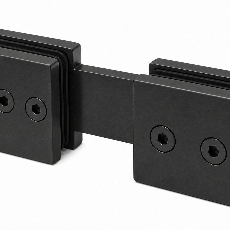 Matte Black 180 Degree Shower Glass Connector — Finish Concept