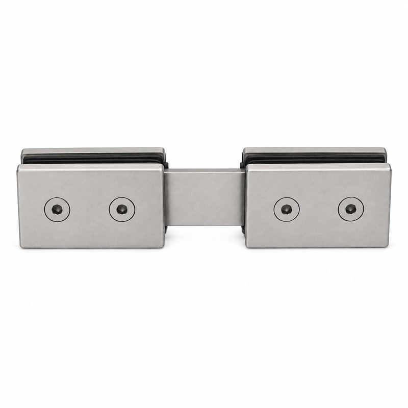 Matte Silver 180 Degree Shower Glass Connector — Finish Concept