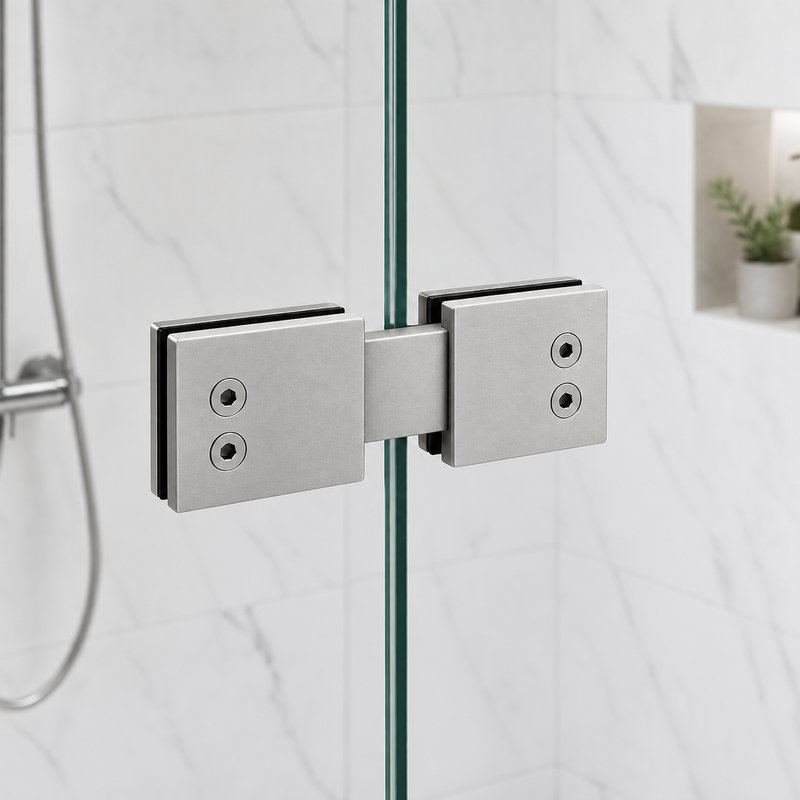 Matte Silver 180 Degree Shower Glass Connector — Finish Concept