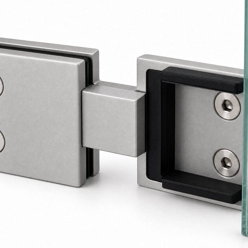 Matte Silver 180 Degree Shower Glass Connector — Finish Concept