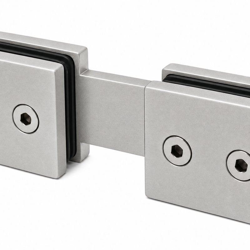Matte Silver 180 Degree Shower Glass Connector — Finish Concept