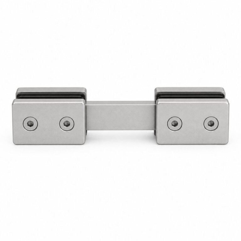 Matte Silver 180 Degree Shower Glass Connector — Finish Concept