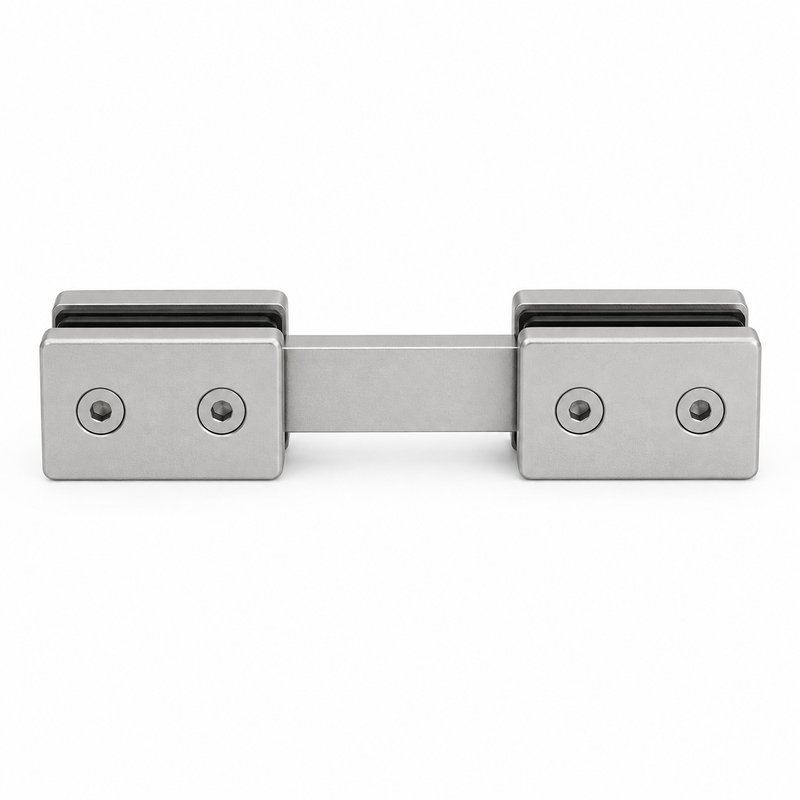 Matte Silver 180 Degree Shower Glass Connector — Finish Concept