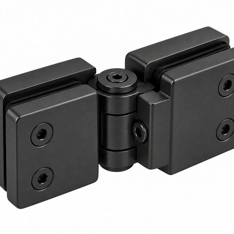 Matte Black Adjustable Shower Glass Connector — Finish Concept