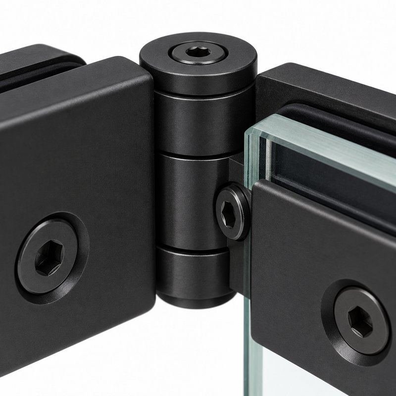 Matte Black Adjustable Shower Glass Connector — Finish Concept